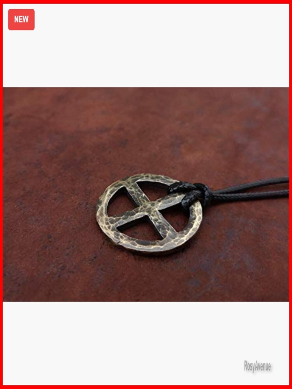 Handmade Brass Solar Cross Pendant Necklace Adjustable String - Picture 7 of 7